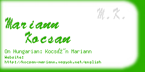 mariann kocsan business card